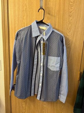 Blue Striped Button-Up Shirt - Casual/Smart
